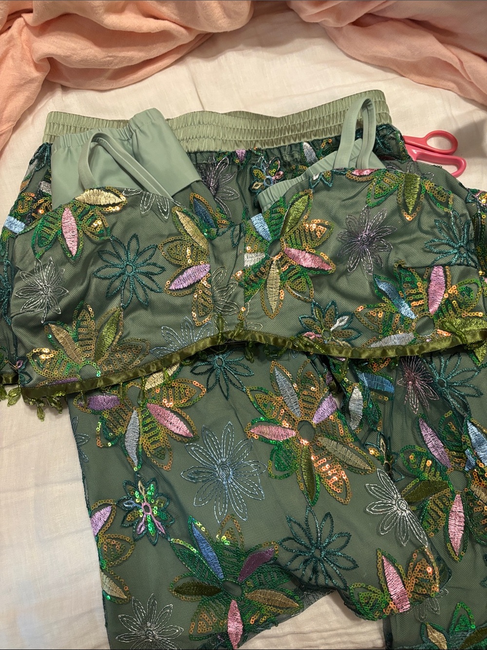 Green Floral Sequin iHR Set